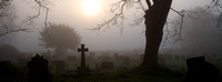 Leafield churchyard, foggy morning